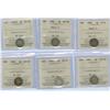 Image 1 : 1885 - 1902 5¢. Lot of 6 ICCS certified coin including 1885 