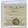 Image 1 : 1885 Large 5 5¢ ICCS MS65.  A few of those coins survive in 