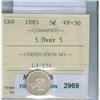 Image 1 : 1885. 5¢ 5/5 variety. ICCS VF-30. Lightly toned.