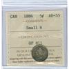 Image 1 : 1886 5¢ Sml 6 ICCS AU55.  Brownish tint w/lots of underlying