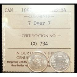 1887 5¢ 7 over 7  ICCS MS64PQ. Wow! Wow! An amazing Victoria
