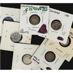 1888-1915 5¢ Silver.  Lot of 7 coins including 1888, 1891, 1