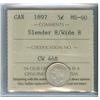 Image 1 : 1897 5¢ Slender/Wide 8 ICCS MS60. Lustrous white example.