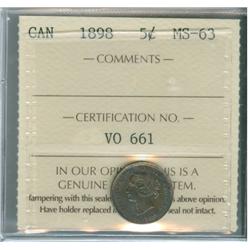1898 5¢ ICCS MS63.  Darkish bluish brown tint.