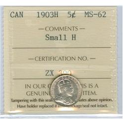 1903 Small H 5¢ ICCS MS62 PQ+ Brilliant!