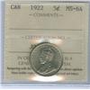 Image 1 : 1922 5¢ ICCS MS64. Fully lustrous example.