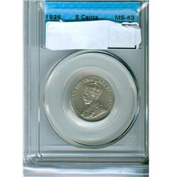 1926 Near 6 5¢ CCCS MS-63.  In CCCS new hard holder.