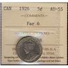 Image 1 : 1926 5¢ Far 6 ICCS AU55.