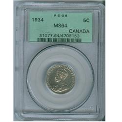 1934 5¢ PCGS MS64.  Lots of lustre with all 8 beads visible.