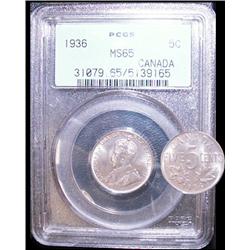 1936 5¢ ICCS MS65 PQ+.Superb strike with luster.  Wow!  An a