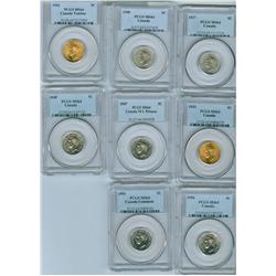 1937-1951 5¢.  Lot of 8 PCGS graded 5¢ coins.  Lot includes,