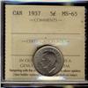 Image 1 : 1937 Dot  5¢  ICCS MS65 Brilliant and Flashy!