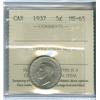 Image 1 : 1937 Dot 5¢ ICCS MS65. Well struck but rather subdued exampl