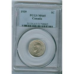 1939 5¢ PCGS MS65.  A sharp and lustrous example.