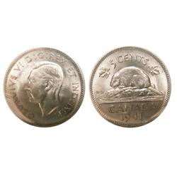 1941 5¢ ICCS MS65. Well struck with great luster.  Tough iss