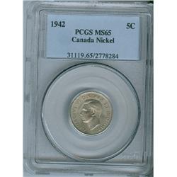1942 5¢ Nickel PCGS MS65.  Lots of lustre with great fields.