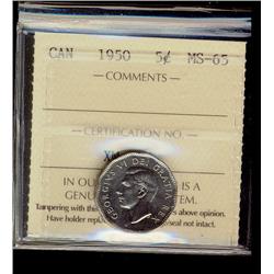 1950 5¢ ICCS MS65.  A gem example 