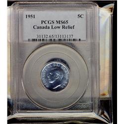 1951 5¢ Low Relief 5¢ PCGS MS65.