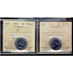 1952 & 1953 SF 5¢ ICCS MS65.  Lot of two coins.
