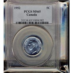 1952 5¢ PCGS MS65. Fully lustrous issue.
