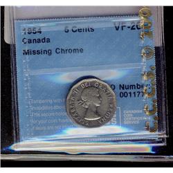 1954 5¢ Missing Chrome CCCS VF20.