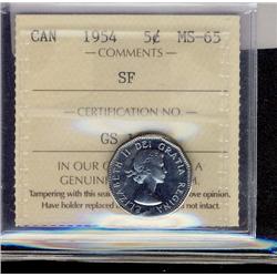 1954 5¢ SF ICCS MS65.
