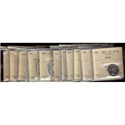 1961 5¢ -1966 $1 .  Lot of 11 coins all ICCS graded Proof Li