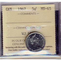 1967 5¢ ICCS MS65.  Popular gem example.