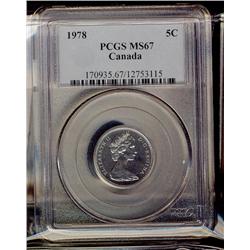 1978 5¢ PCGS MS67.