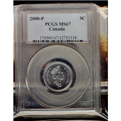 2000P 5¢ PCGS MS67