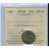 Image 1 : 1875H 10¢ ICCS MS63.  Lovely toning with lots of underlying 