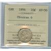 Image 1 : 1894 Obv.6 10¢ ICCS AU50  Brilliant with lots of luster.  