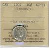 Image 1 : 1902 10¢ ICCS AU55.  Nice lustrous coin.