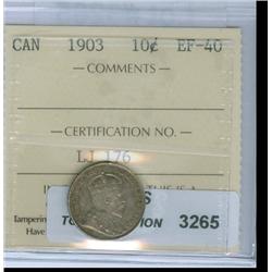 1903 10¢ ICCS EF-40. Medium heavy toning.