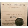 Image 1 : 1907 10¢ ICCS MS64.