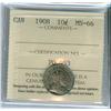Image 1 : 1908 10¢ ICCS MS66.  WOW!!!  Sublime eye appeal with beautif