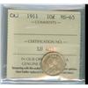 Image 1 : 1911 10¢ ICCS MS65, a nice type coin. Lightly toned.