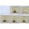 Image 1 : 1917, 1955, 1958, 1965 (2).   Lot of 5 ICCS graded 10¢ coins