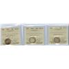 Image 1 : 1919, 1928 and 1966.  Lot of 3 ICCS graded 10¢ coins, all MS