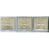 Image 1 : 1936, 1937 and 1947  Lot of 3 ICCS graded 10¢ coins, all MS6