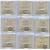 Image 1 : 1945 - 1956 10¢.  Lot of nine ICCS graded dimes.  Includes 1