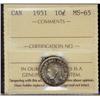 Image 1 : 1951 10¢ ICCS MS65.