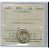 Image 1 : 1952 10¢ ICCS MS65.  Shows light golden tint.