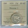 Image 1 : 1870 25¢ Obv#1 ICCS EF40. White and lustrous.