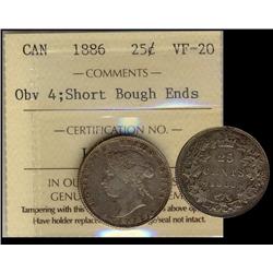 1886 Obv.4 25¢ Short bough ends ICCS VF20