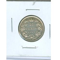 1887 25¢.  Well struck example in F15 grade. Shows light mar