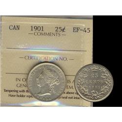 1901 25¢ ICCS EF45. Attractive foggy white colouring with un