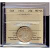Image 1 : 1910 25¢ ICCS MS-64. Light toning over full underlying luste