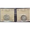Image 1 : 1916 AU50 and 1918 EF45  Lot of 2 ICCS graded  25¢ coins. 