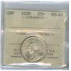 1928 25¢ ICCS MS64.  Lustrous white issue.